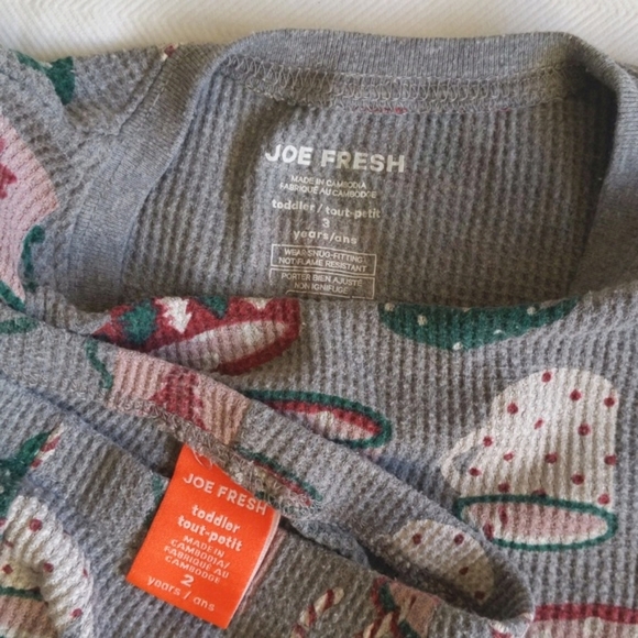 joe fresh hot cocoa thermal waffle knit pajamas matching set 2-3 yrs toddler - Picture 4 of 8